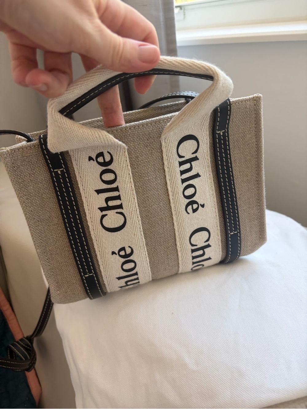Chloe Woody Mini Tote Bag with Logo Straps